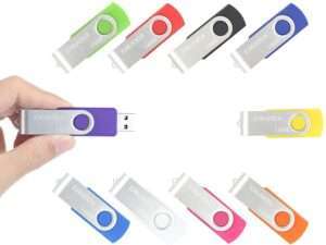 Lot de 10 Clé USB 16 Go ENUODA USB 2.0 Flash Drive Stockage Rotation Disque Mémoire Stick ,10 couleur
