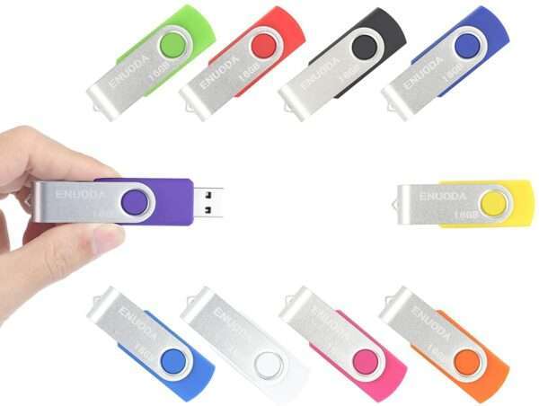 Lot de 10 Clé USB 16 Go ENUODA USB 2.0 Flash Drive Stockage Rotation Disque Mémoire Stick ,10 couleur