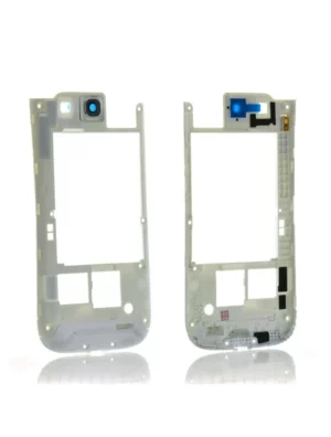 Chassis central avec cache caméra et flash Samsung Galaxy S3 i9300 blanc