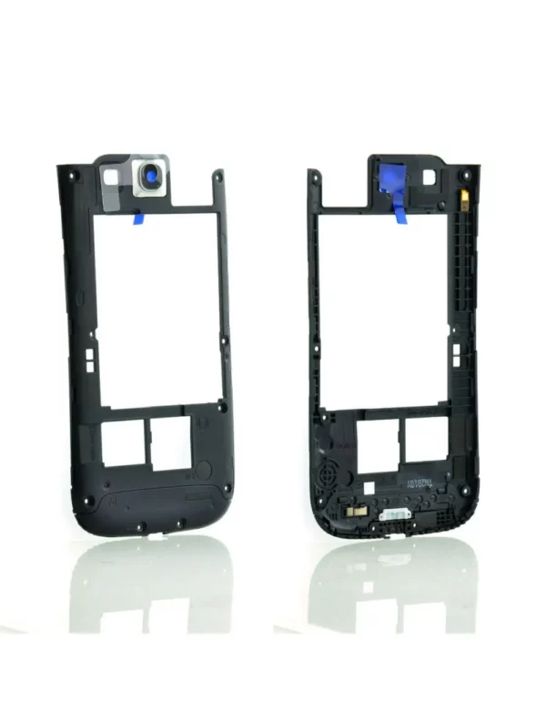 Chassis central avec cache caméra et flash Samsung Galaxy S3 i9300 noir
