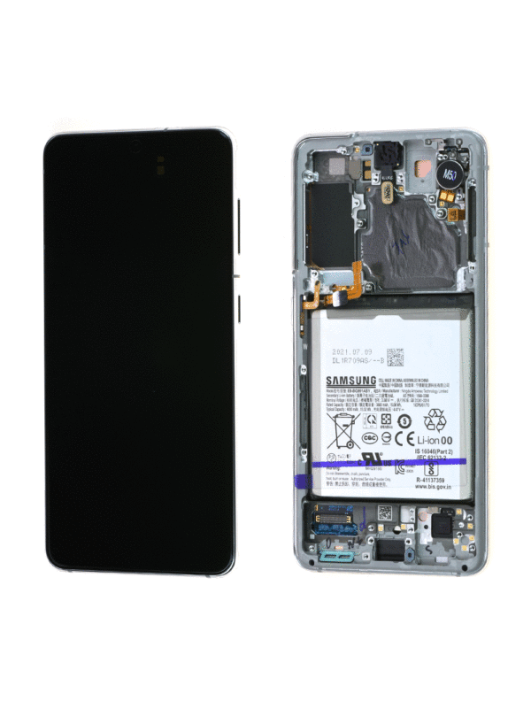 Ecran Samsung Galaxy S21 5G (G991B) Blanc + Châssis + Batterie Origine