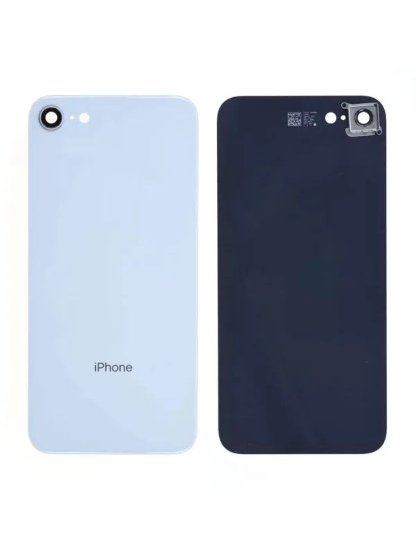 Vitre arrière iPhone 8 Blanc Grand Trou Caméra