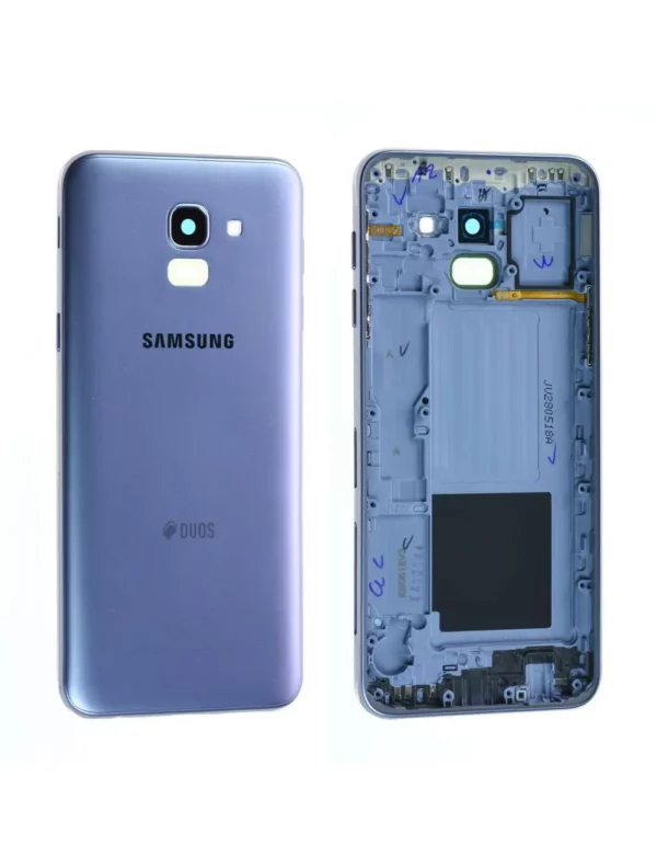Coque arrière (Duos) / Châssis Samsung Galaxy J6 2018 (J600F) Bleu Argenté Origine