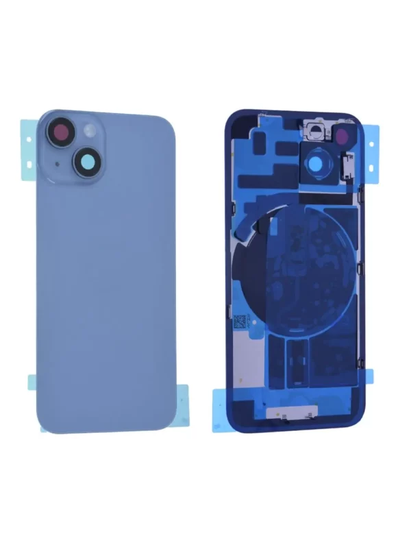 Vitre Arrière + Support iPhone 14 Bleu